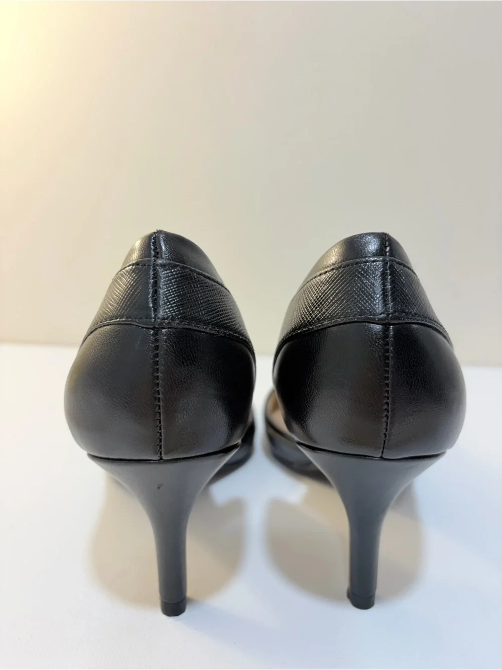 Kelly & Katie Black Pointed Toe Mid Heel Pumps